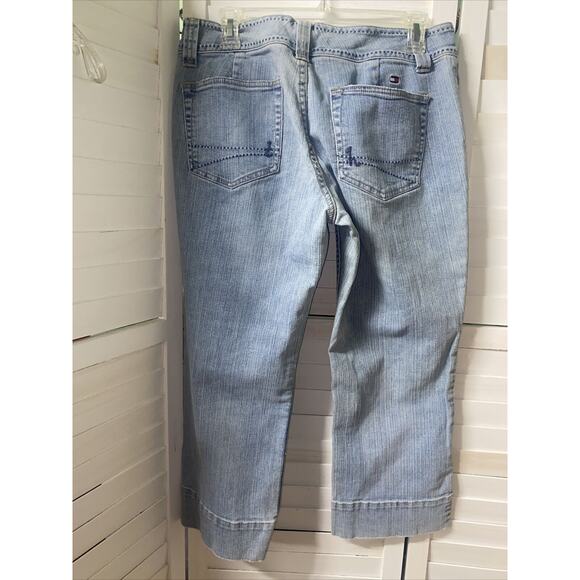 Vintage 90s Y2K Tommy Hilfiger Jeans Women’s 8 Blue Crop Pant Capris Wide Leg - Picture 5 of 8